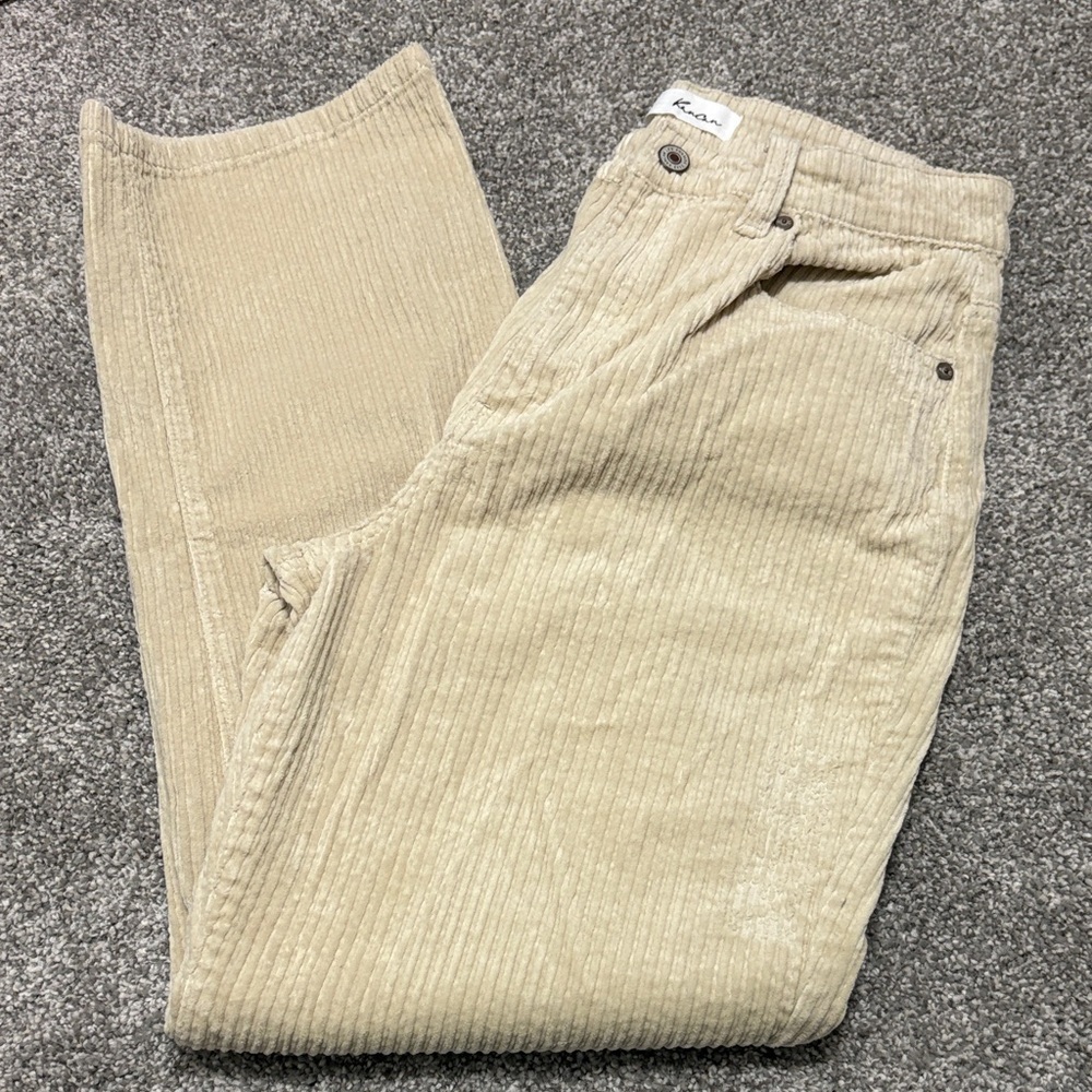 KanCan Cream Corduroy Wide Leg Pants